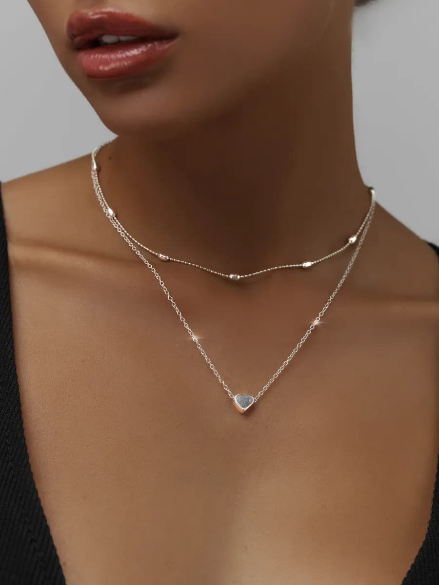 Цепочка с подвеской сердце двойная бижутерия на шею подарок