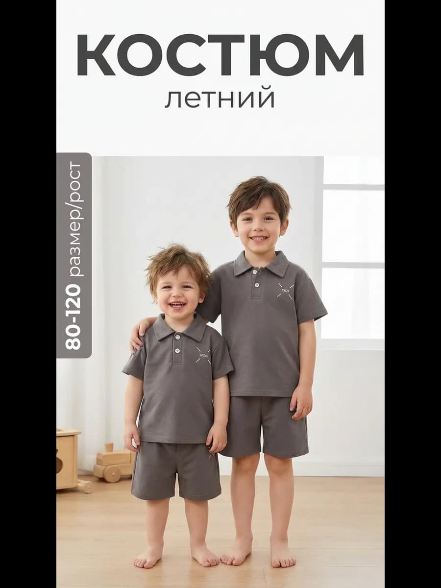 Костюм летний с шортами и футболкой поло