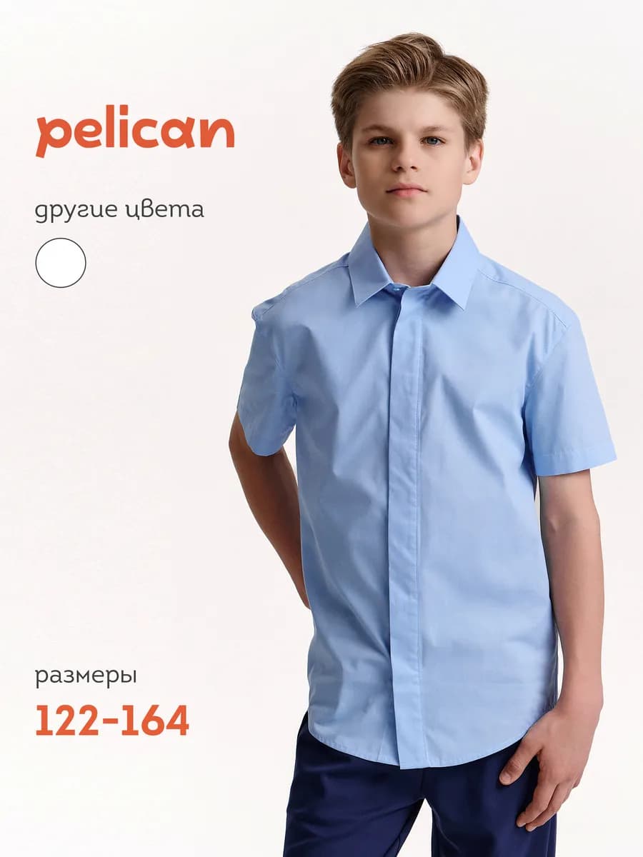 Рубашка для мальчиков голубая школьная - фото 1