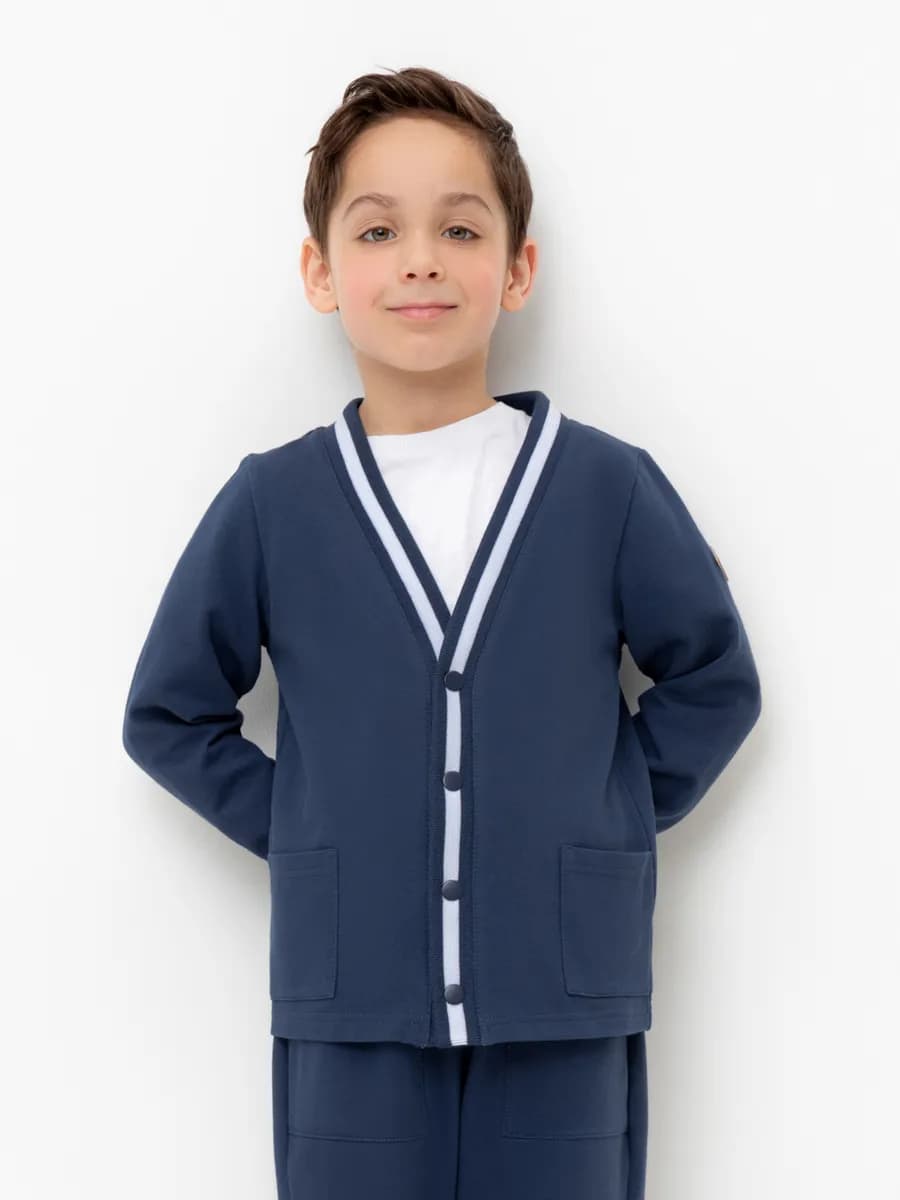 Трикотажный жакет на кнопках для мальчика - фото 1