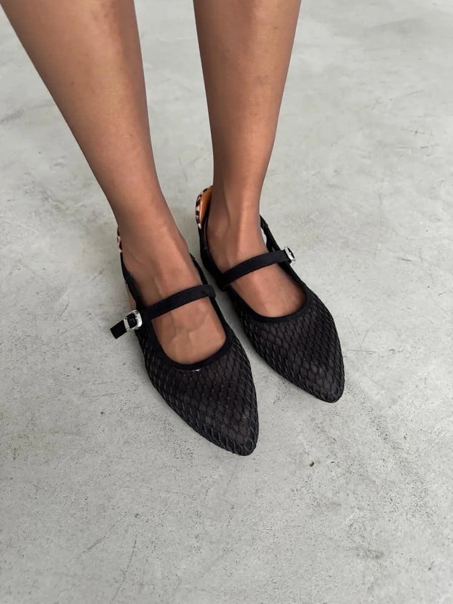 Балетки с острым носом сетка