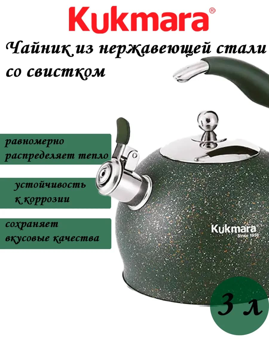 Чайник со свистком из нержавеющей стали 3 л