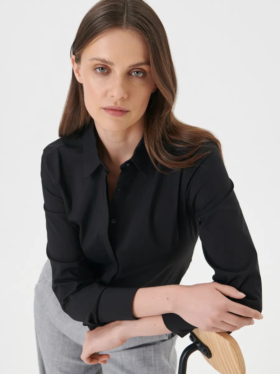 Блузка базовая с отложным воротником