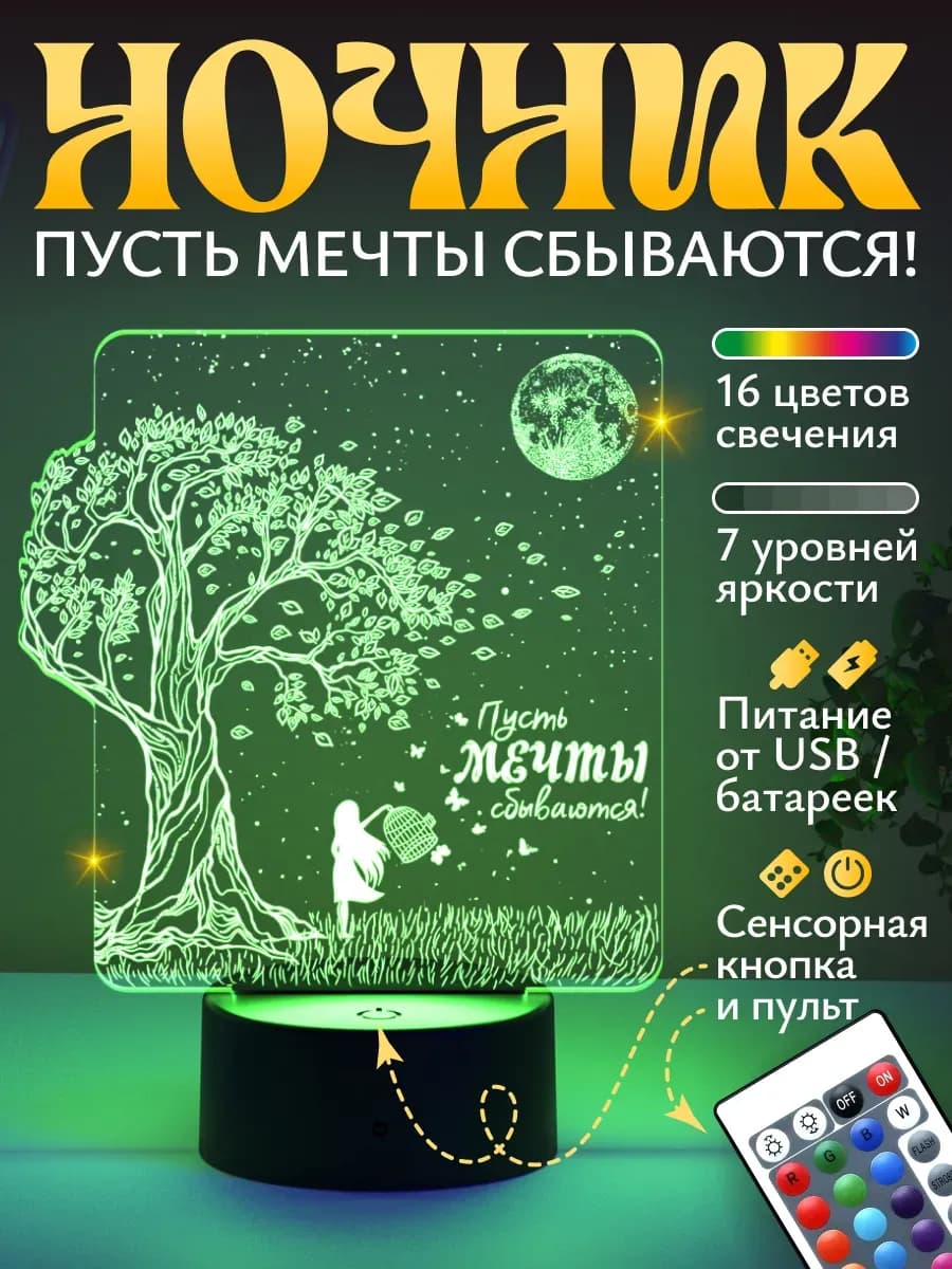 Ночник Девочка с бабочками подарок