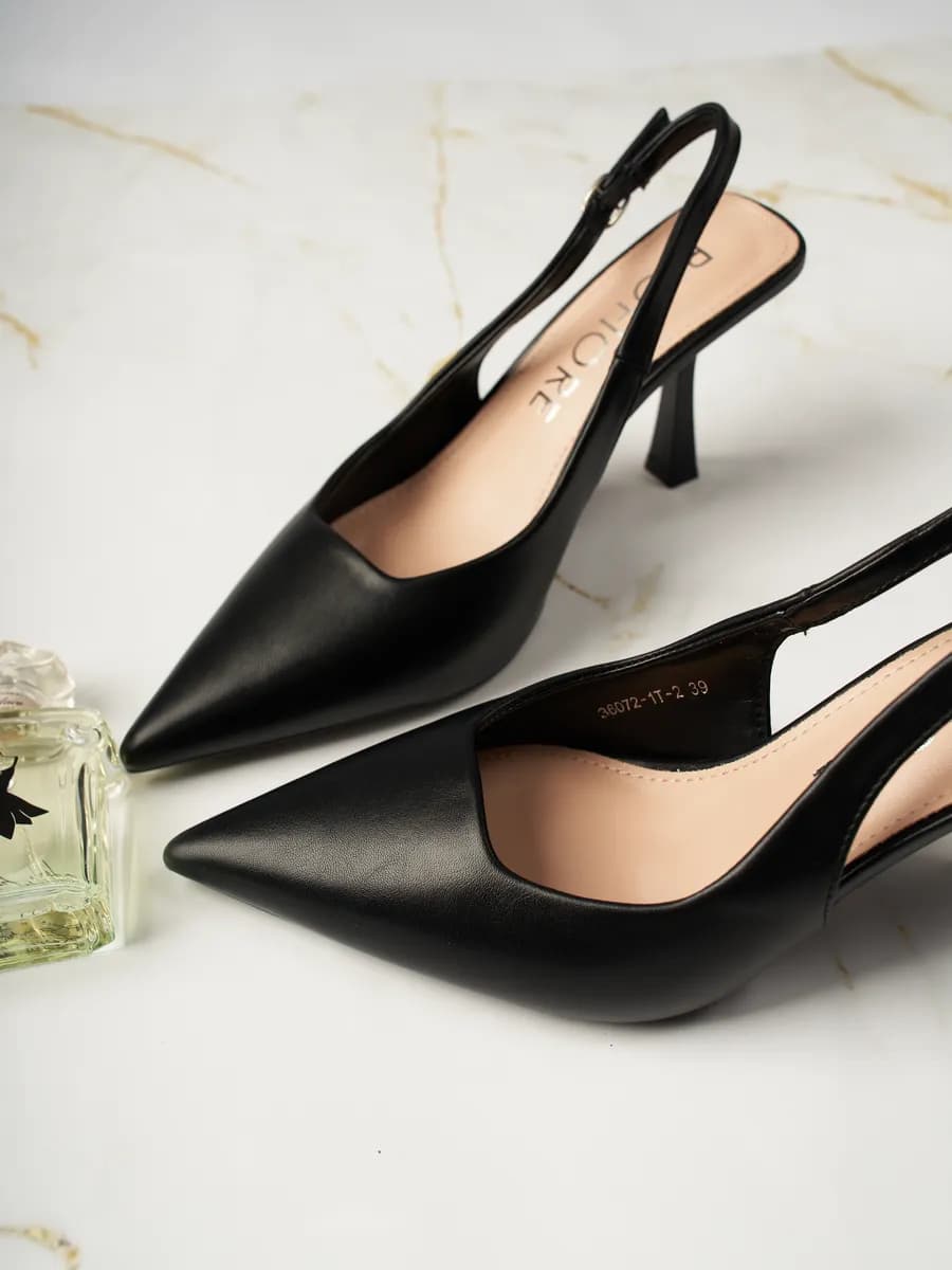 Туфли на каблуке шпильке слингбэки вечерние