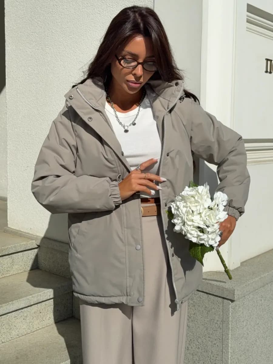 Куртка демисезонная парка удлиненная с капюшоном