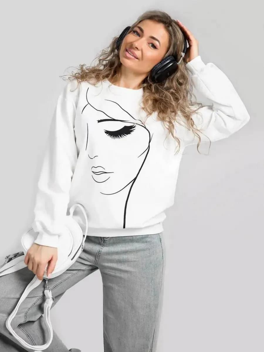 Свитшот оверсайз хлопковый трикотажный