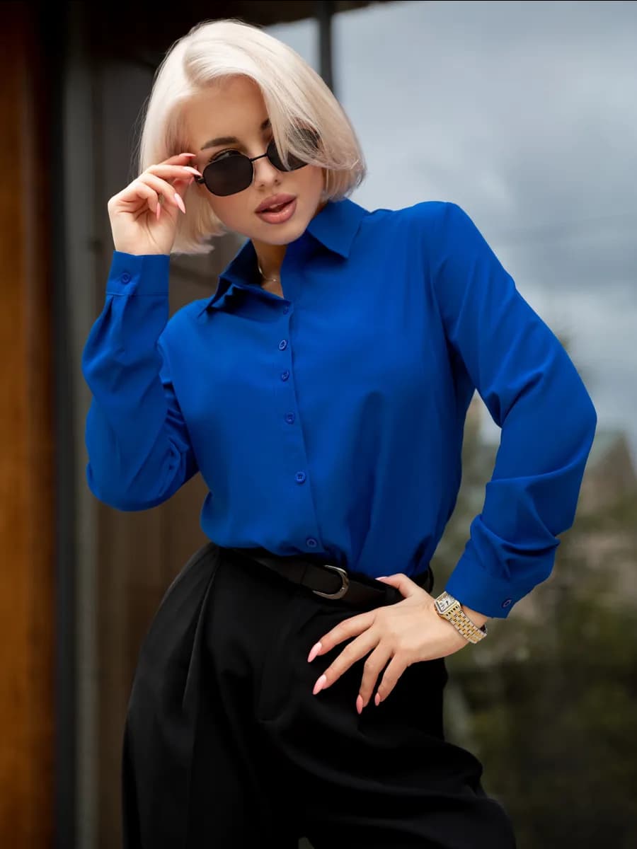 Рубашка приталенная офисная школьная - фото 1