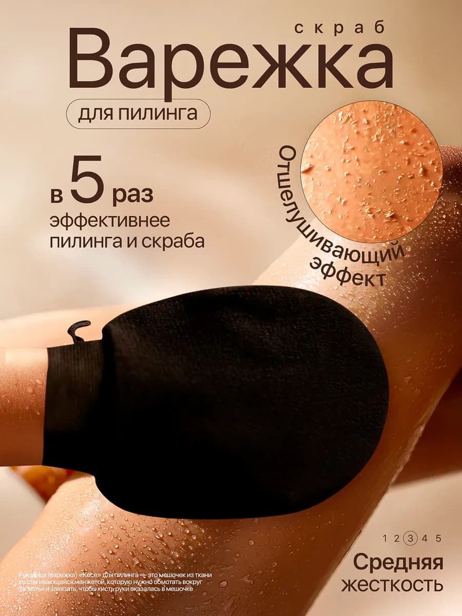 Мочалка для тела антицеллюлитная варежка для пилинга