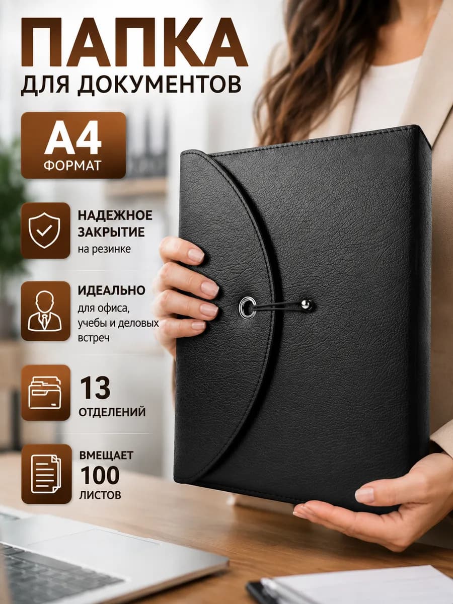Кожаная папка для документов А4