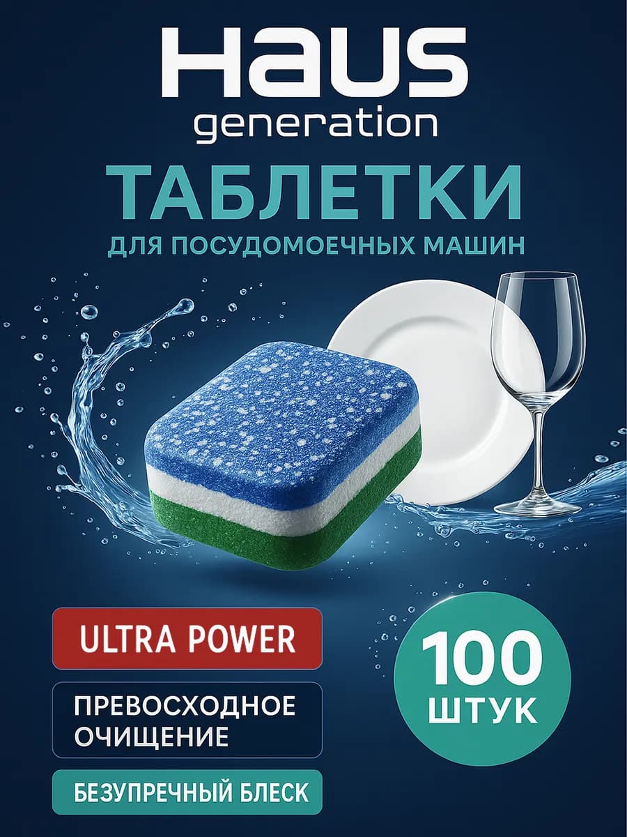 Таблетки для посудомоечных машин 100 штук HAUS