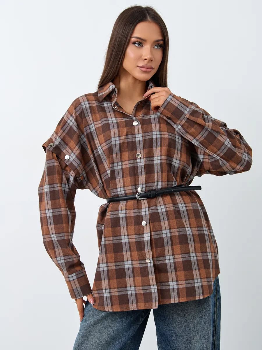 рубашка оверсайз в клетку трансформер