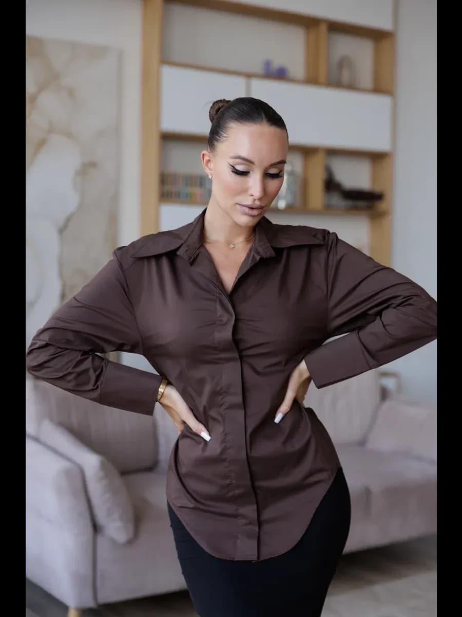 Рубашка приталенная оверсайз с завязками