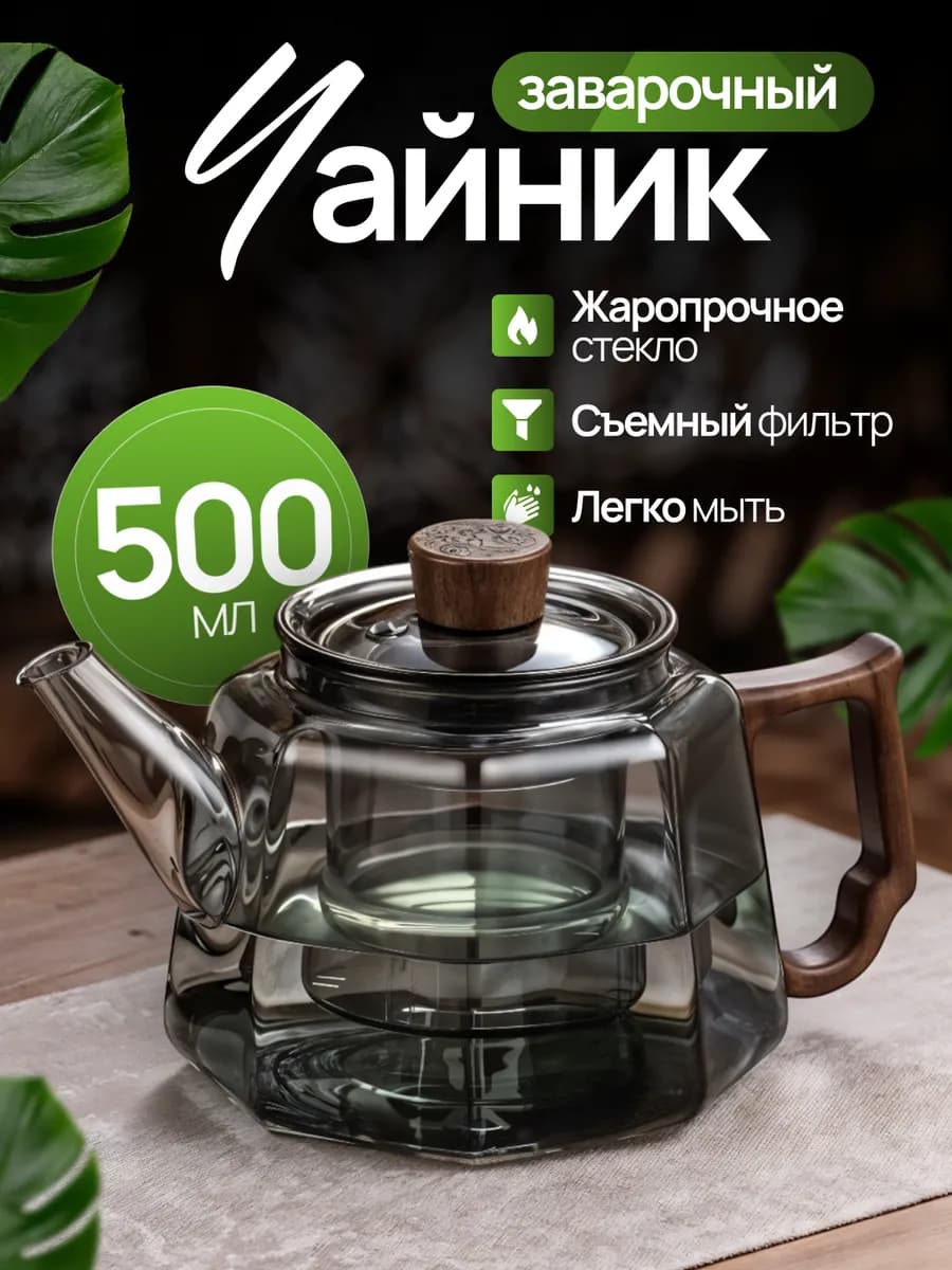 Чайник заварочный из боросиликатного стекла 550 мл