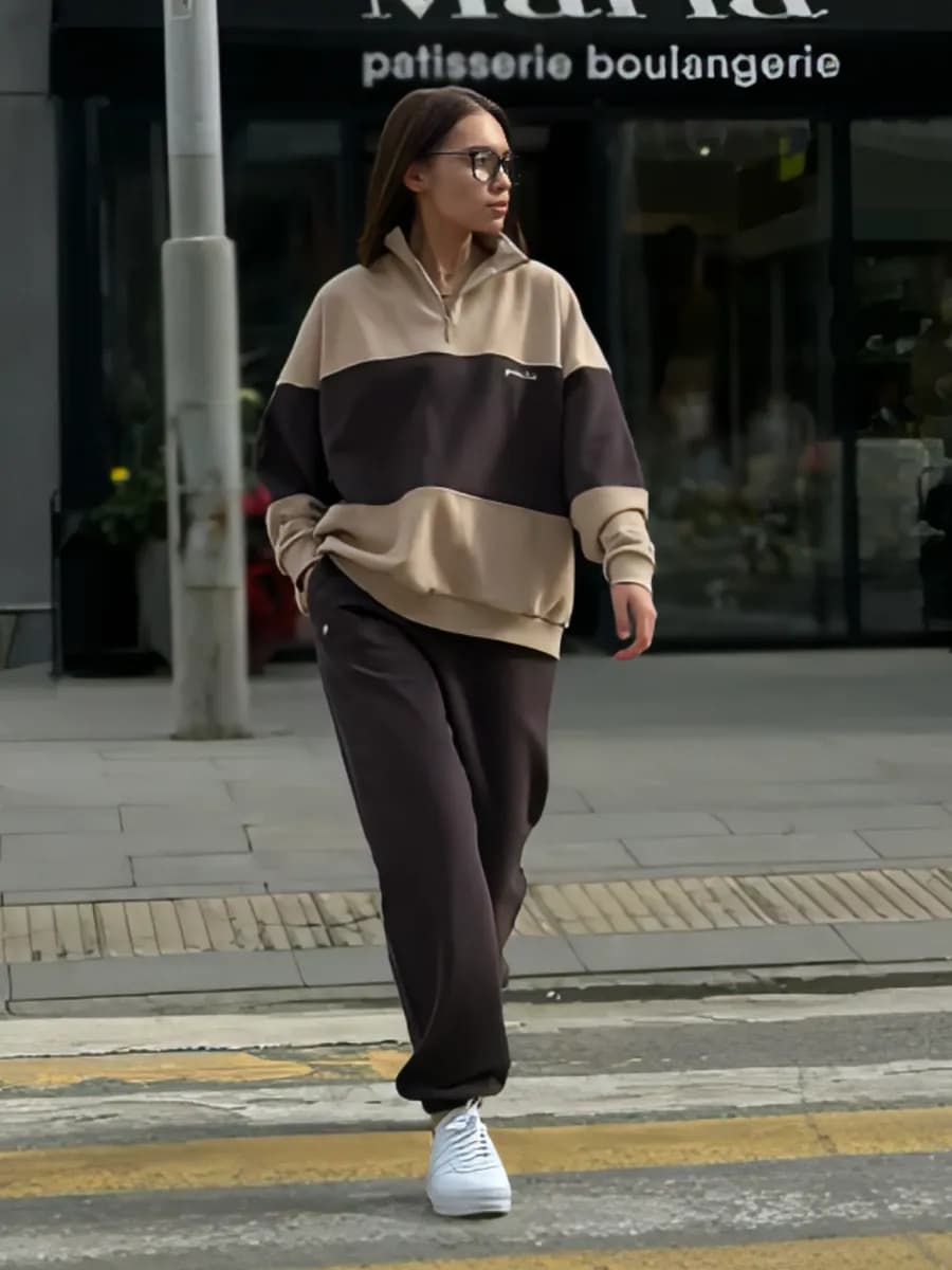 Спортивный костюм в полоску джоггеры и анорак без начеса