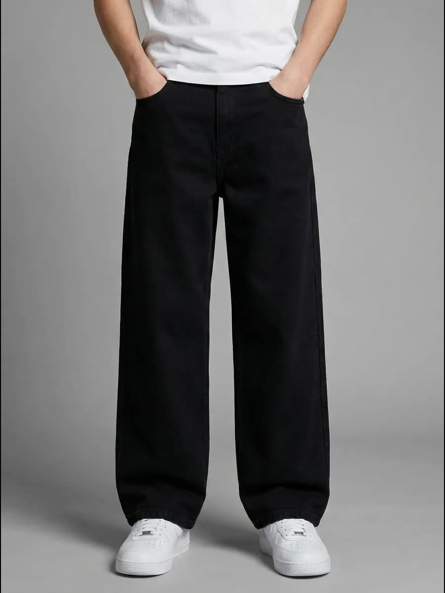 Джинсы подростковые y2k прямые широкие трубы багги