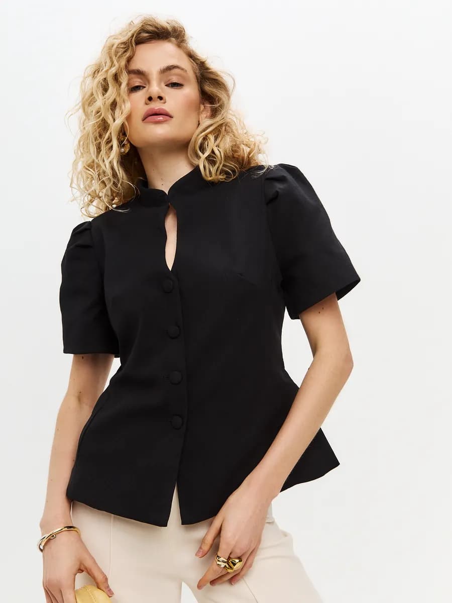 Жакет приталенный льняной с коротким рукавом