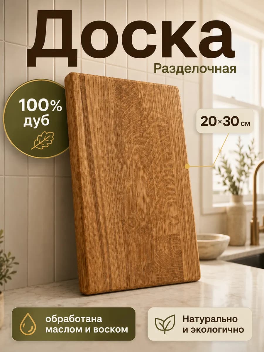 Разделочная доска деревянная 20х30см дуб