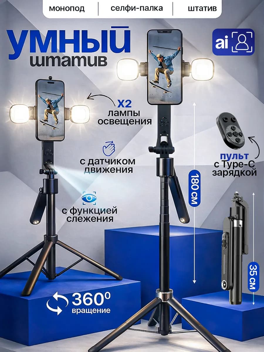 Умный штатив для телефона с датчиком движения 5 в 1