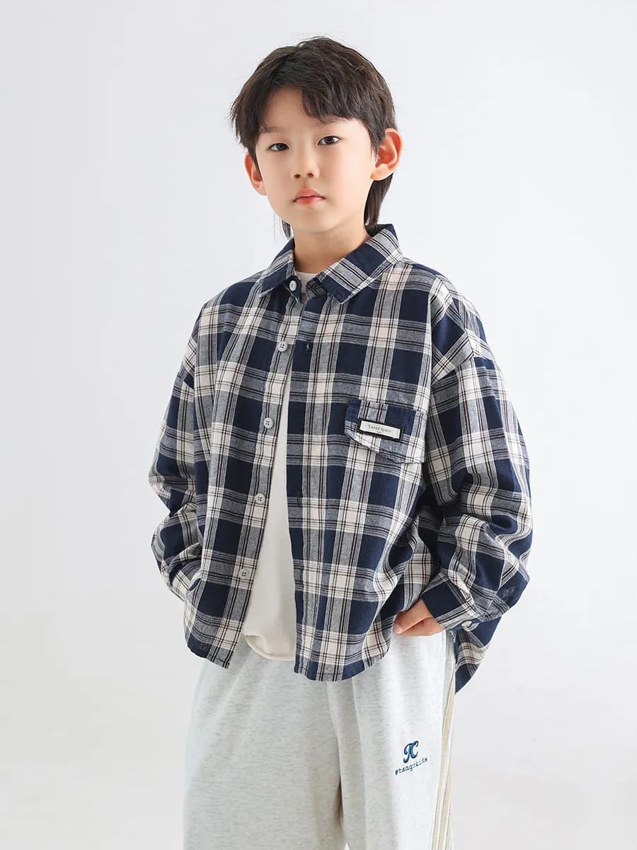 Рубашка детская в клетку оверсайз