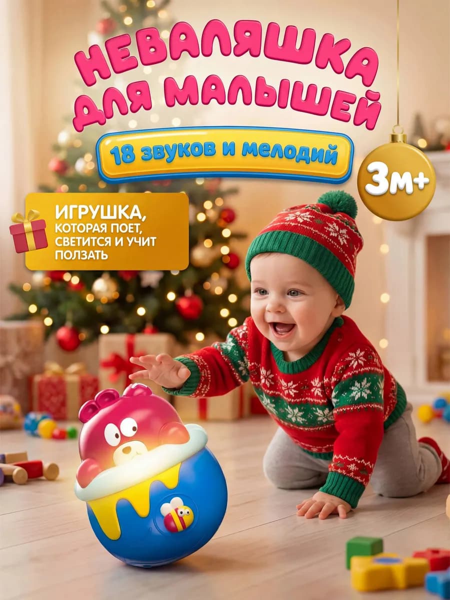 Неваляшка для малышей интерактивная музыкальная игрушка