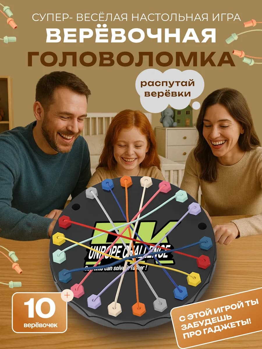 Настольная игра для всей семьи Веревочная головоломка - фото 1