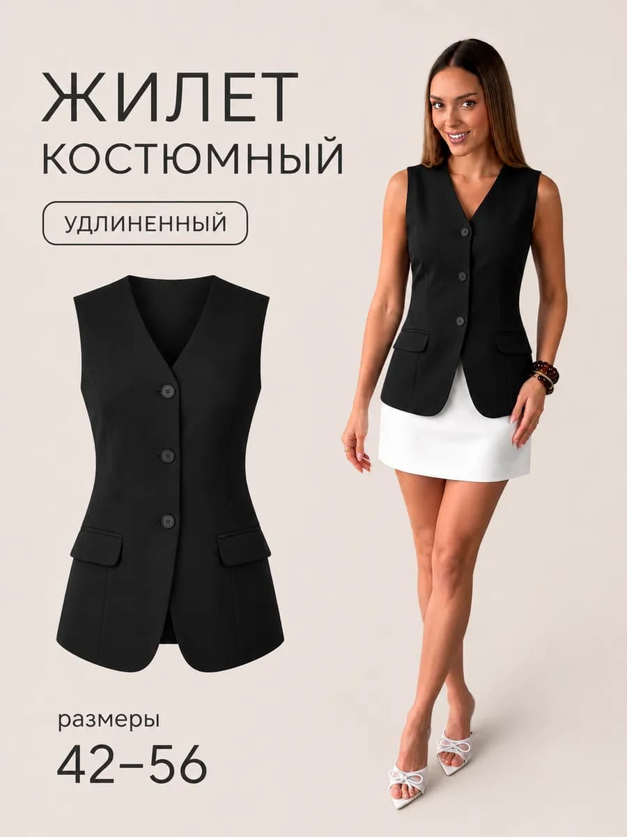 Жилет жакет костюмный удлиненный