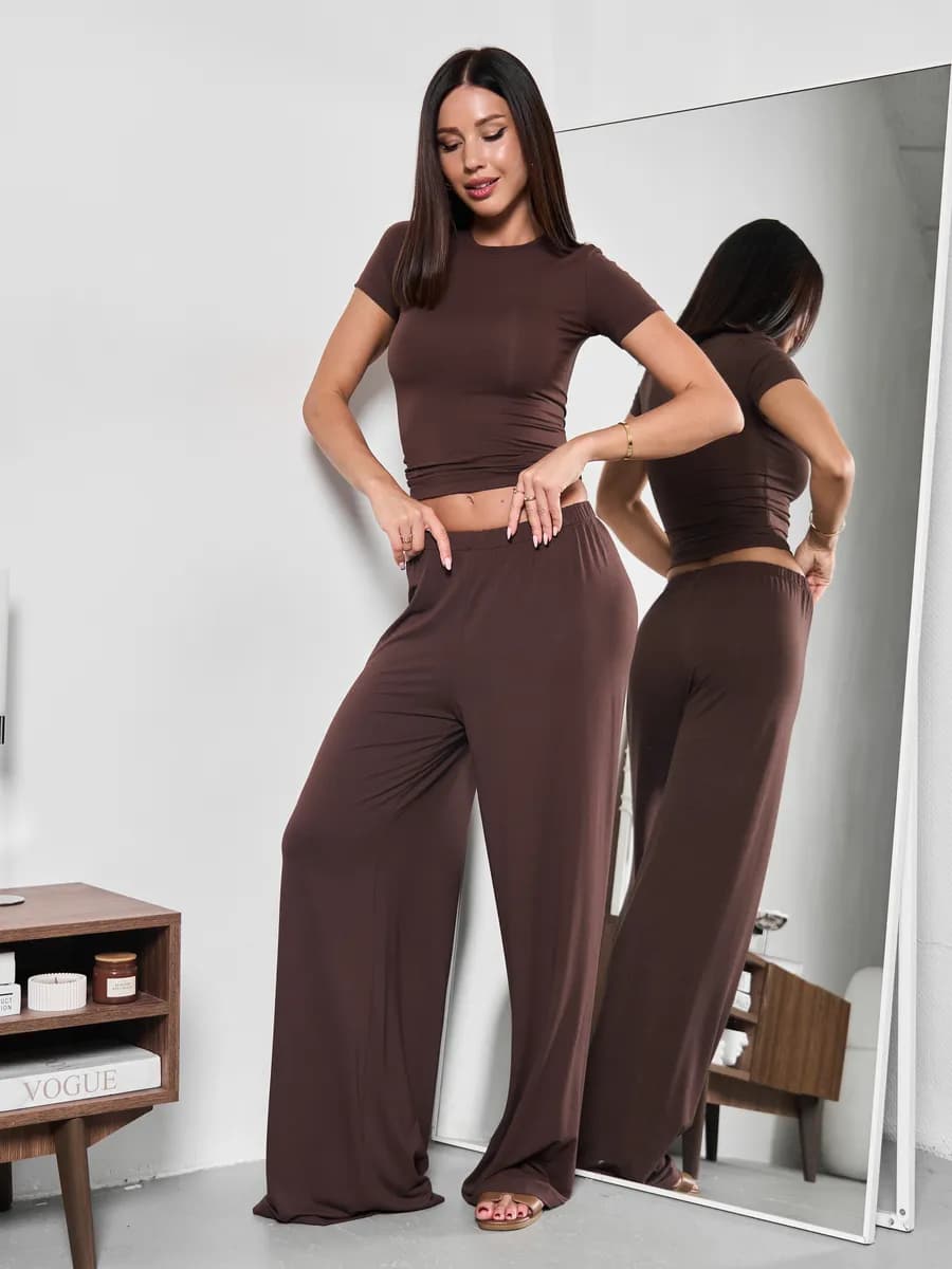 Штаны широкие на резинке - мягкая ткань, идеальная посадка