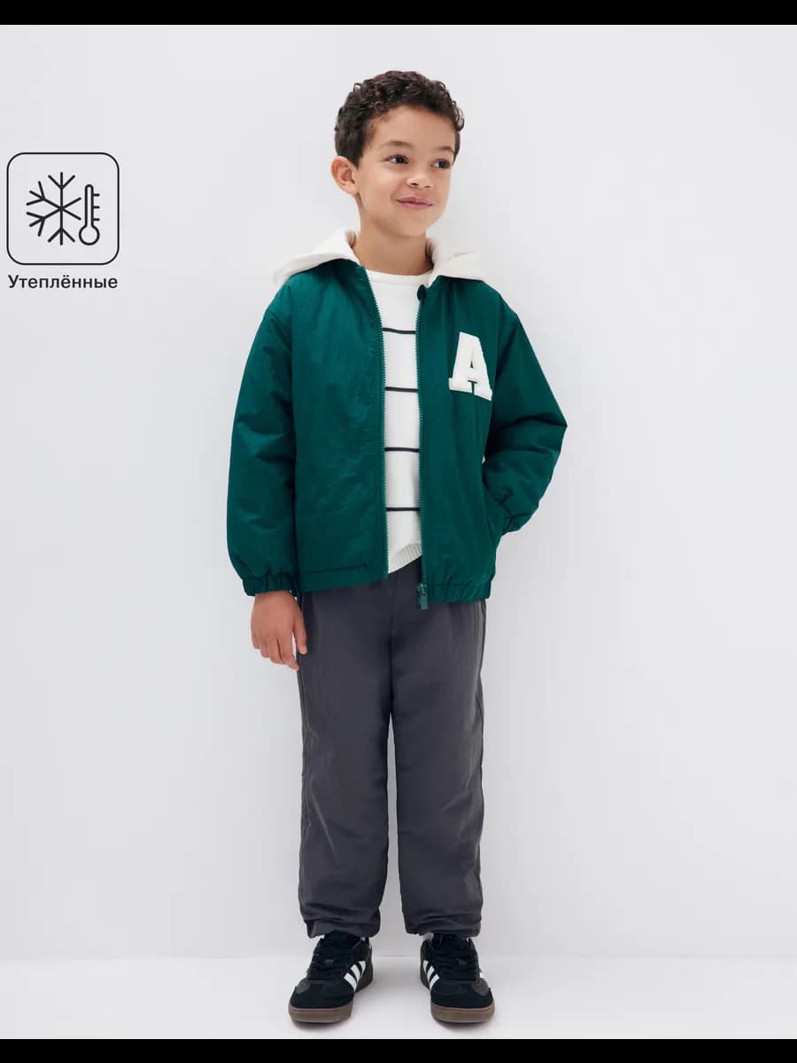 Тёмно-серые утеплённые брюки