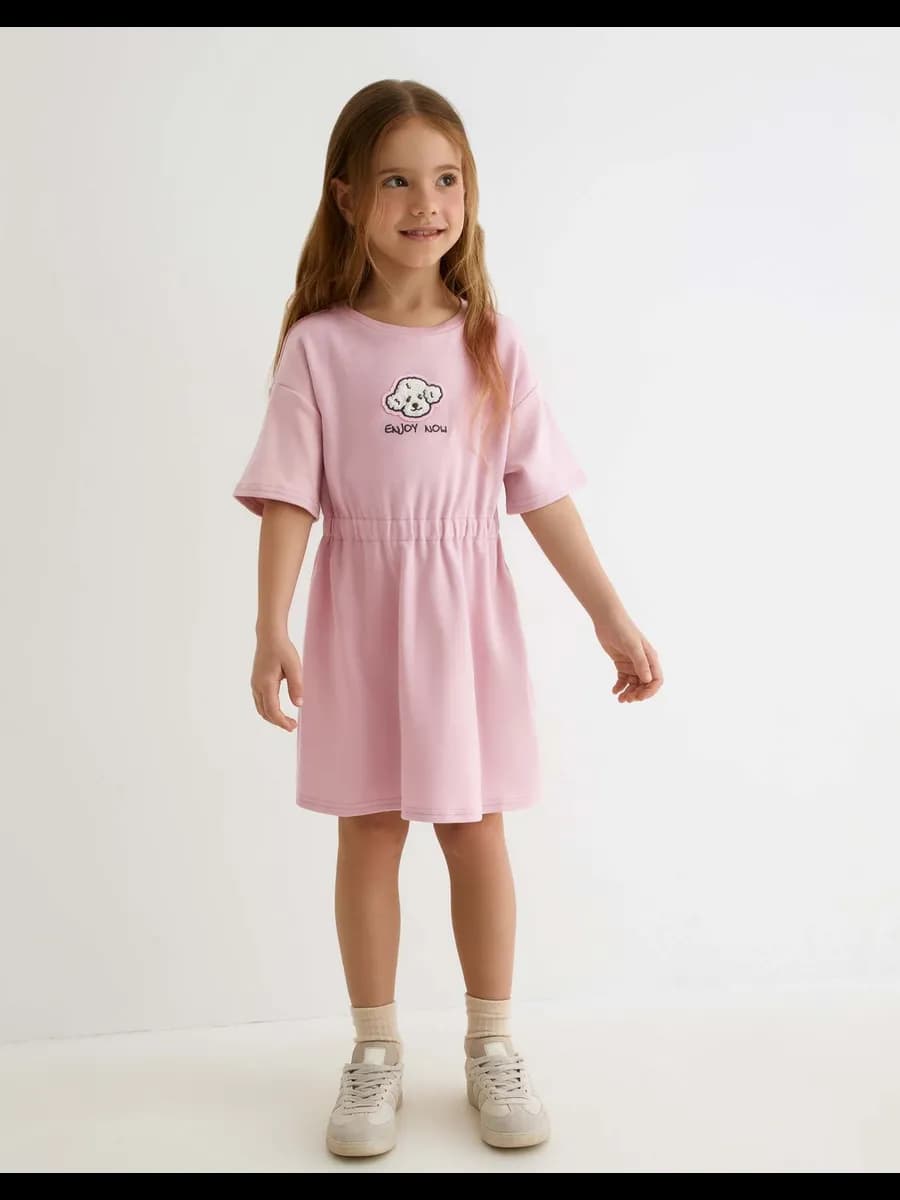 Розовое платье с вышивкой - фото 1