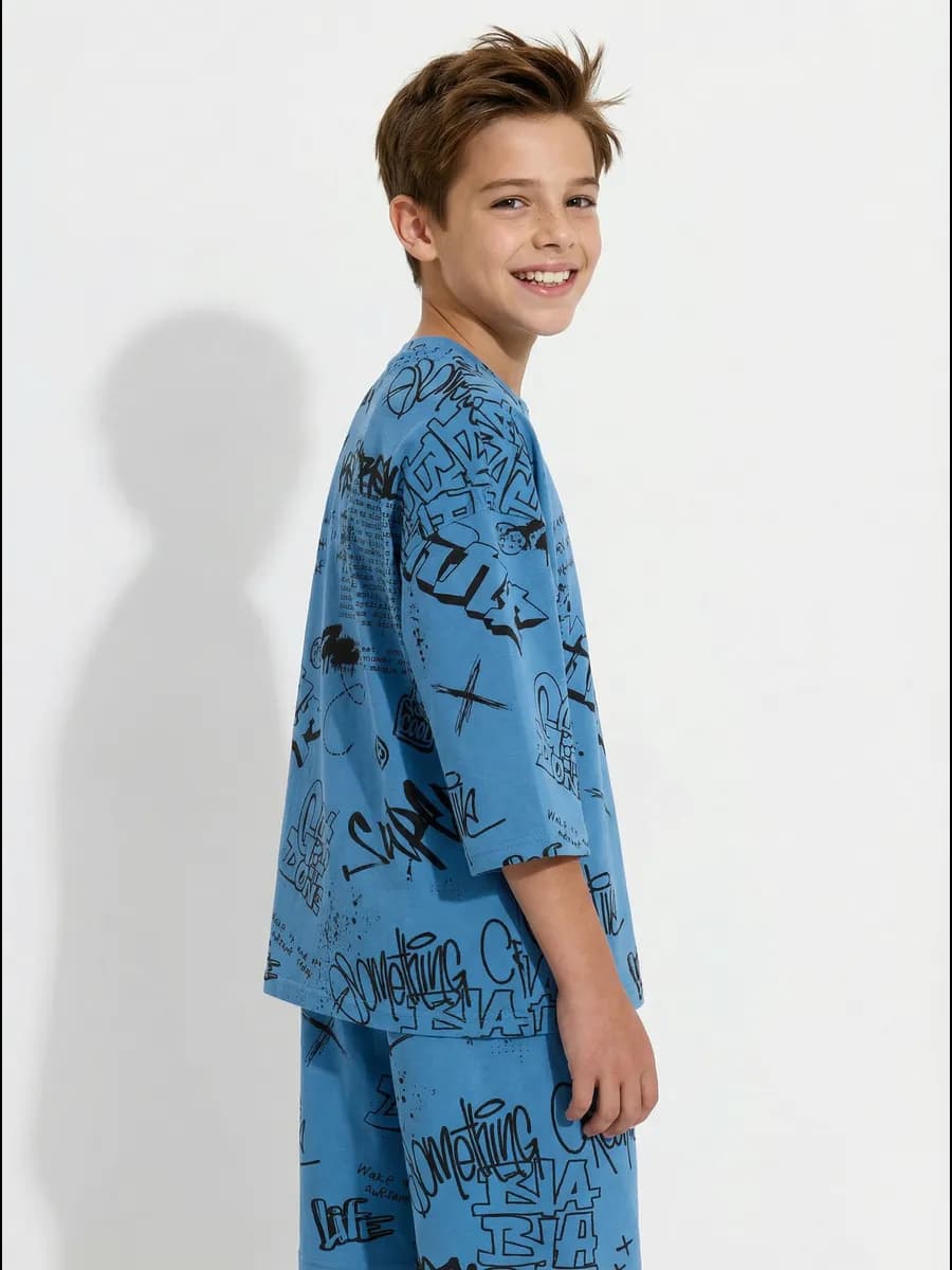 Пижама с шортами подростковая оверсайз костюм