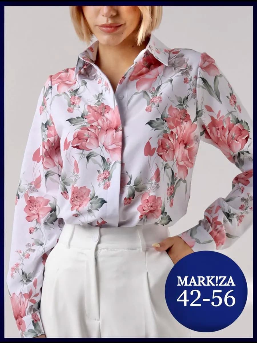 Блузка женская нарядная офисная рубашка стильная - фото 1