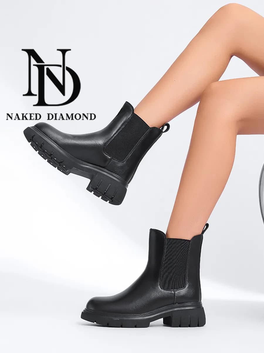 Ботинки демисезонные челси на каблуке