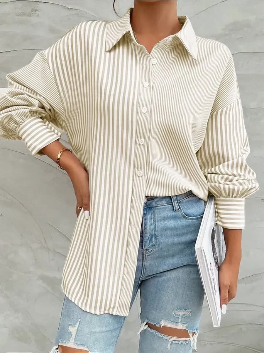 Рубашка длинная оверсайз в полоску