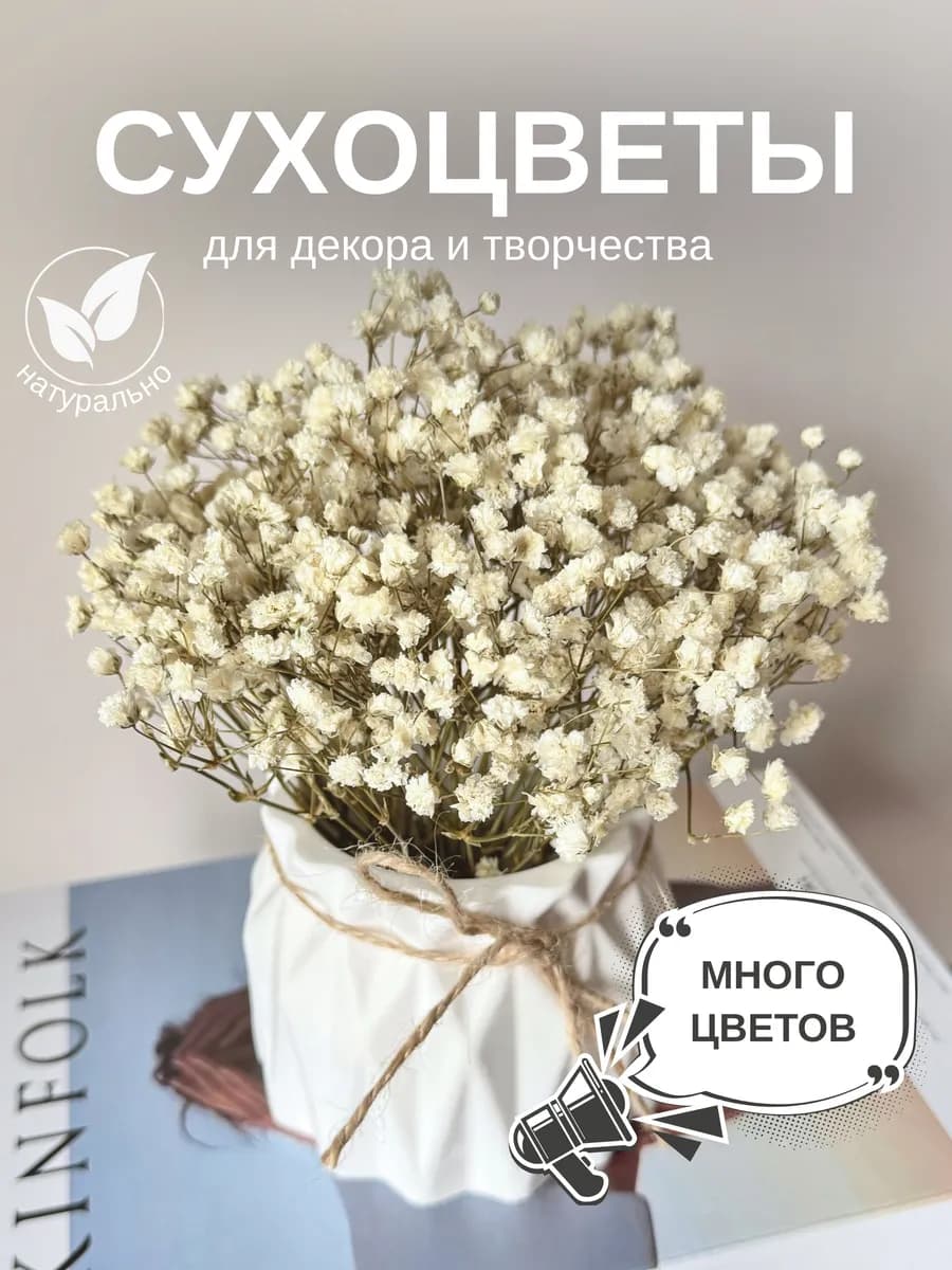 Букет сухоцветов для декора. Стабилизированные гипсофилы