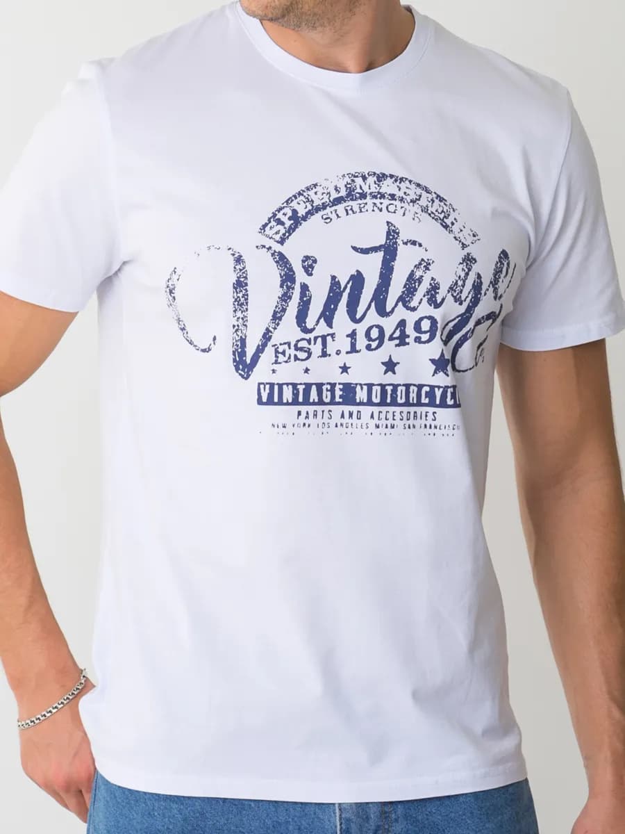 Футболка однотонная с принтом повседневная из хлопка