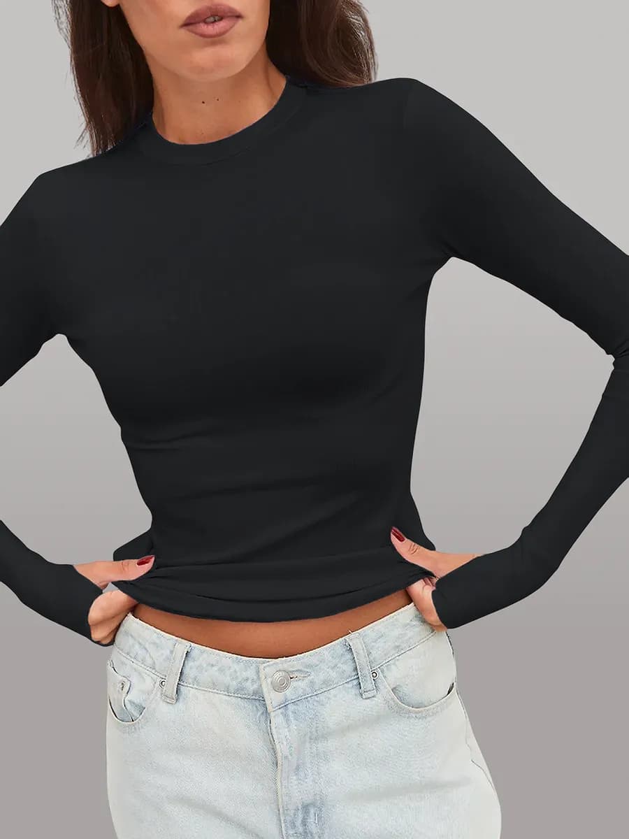 Лонгслив скимс облегающий с вырезом для пальца