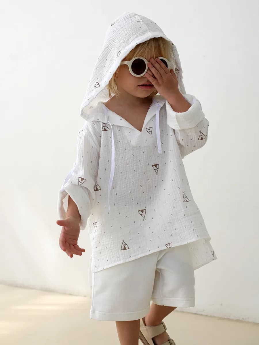 Туника детская пляжная с капюшоном
