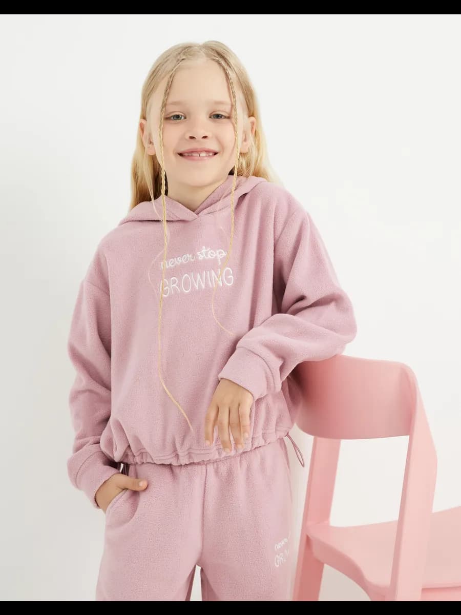 Розовое худи-трансформер oversize с вышивкой