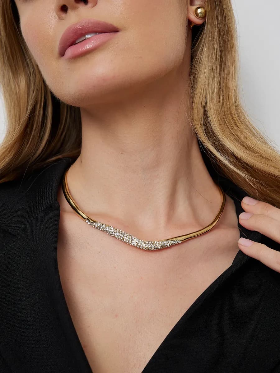 Колье бижутерия на шею со стразами - фото 1