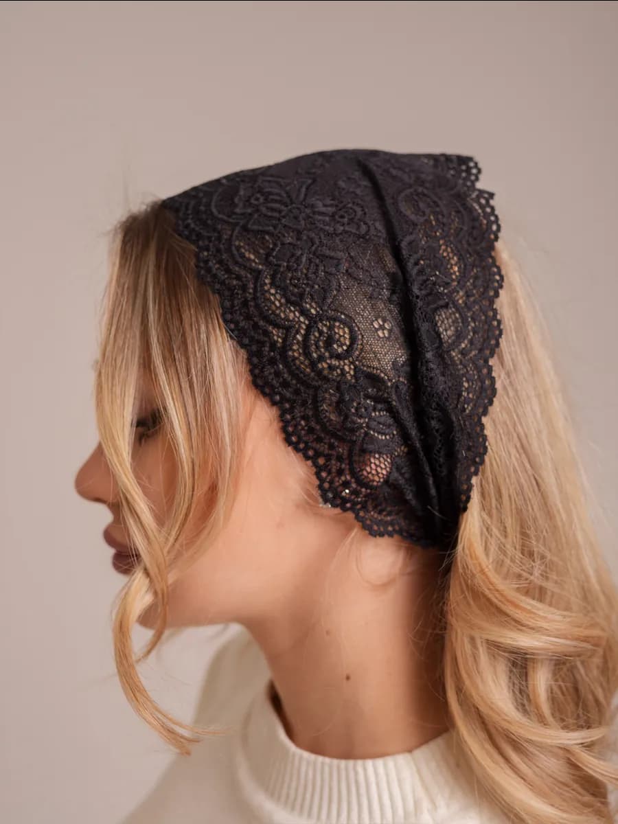 платок траурный черный кружевной церковный вечерний