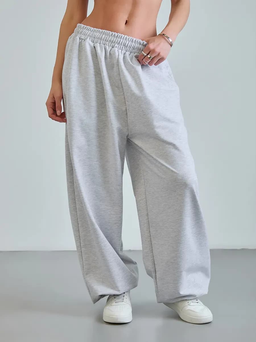 Широкие спортивные штаны джоггеры оверсайз без начёса