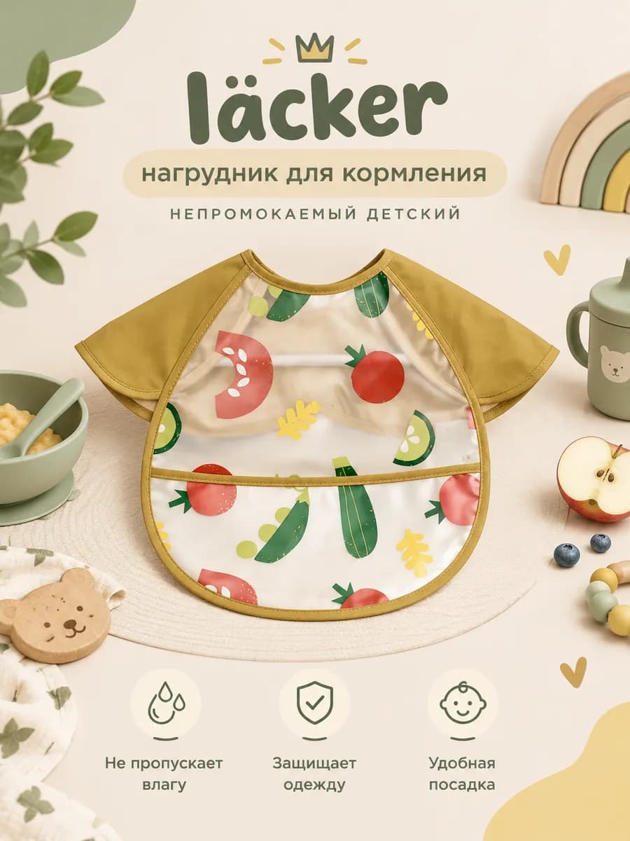 Нагрудник для кормления непромокаемый слюнявчик детский