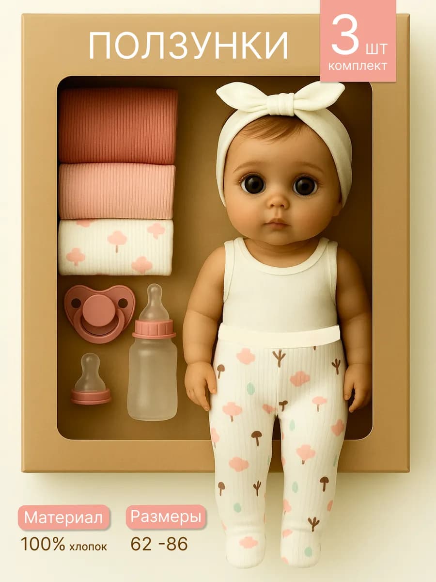Ползунки для новорожденных набор из 3 шт