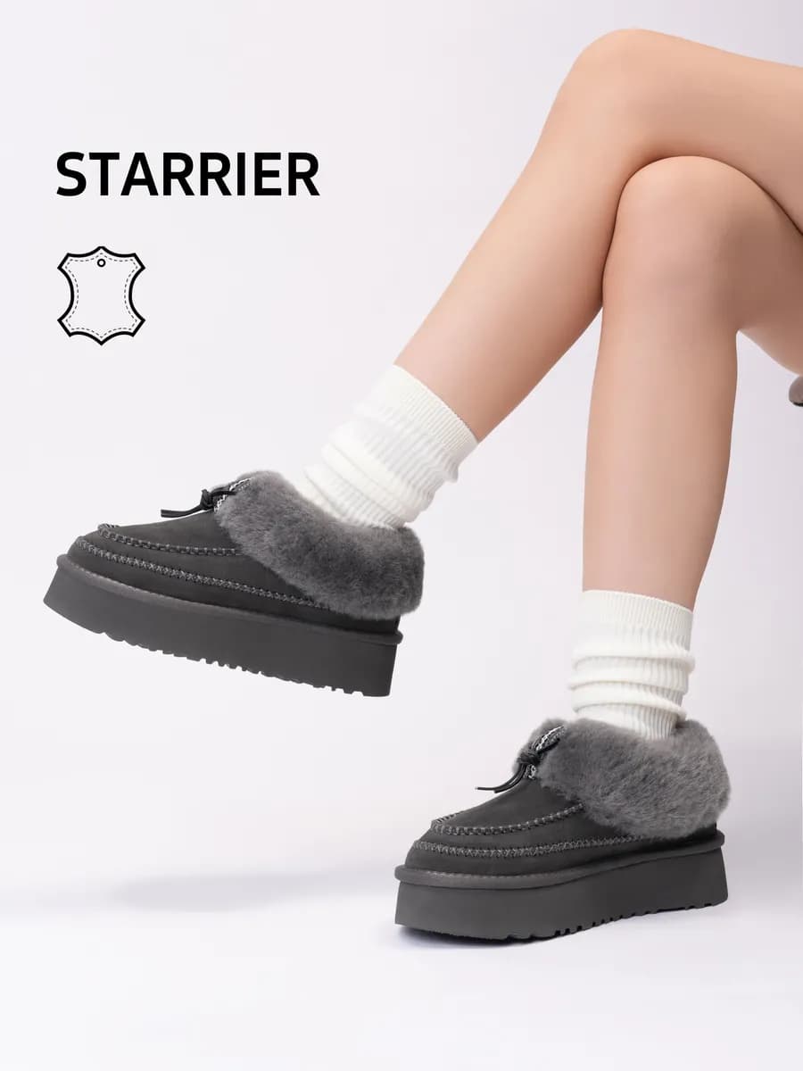 Угги зимние на платформе короткие с мехом