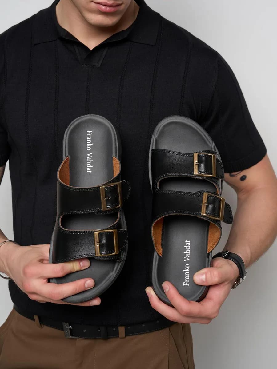 Шлепки летние кожаные