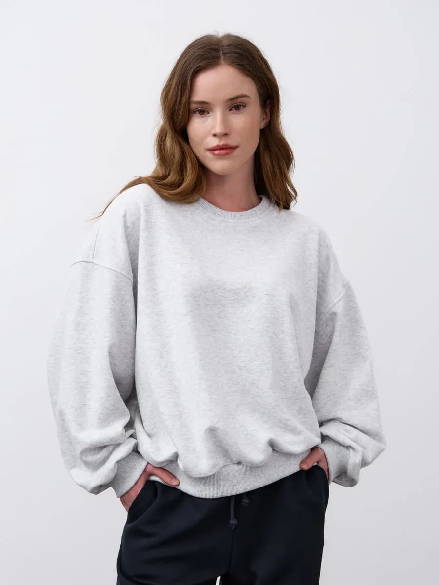 Свитшот оверсайз с широким рукавом без начеса - фото 1