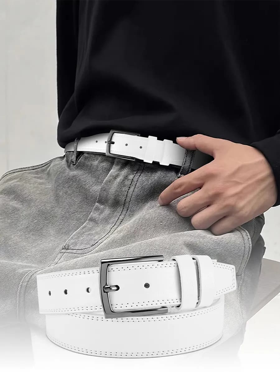 Ремень для джинс и брюк кожаный подарочный набор