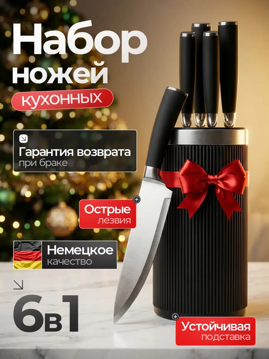 Кухонный набор ножей на подставке