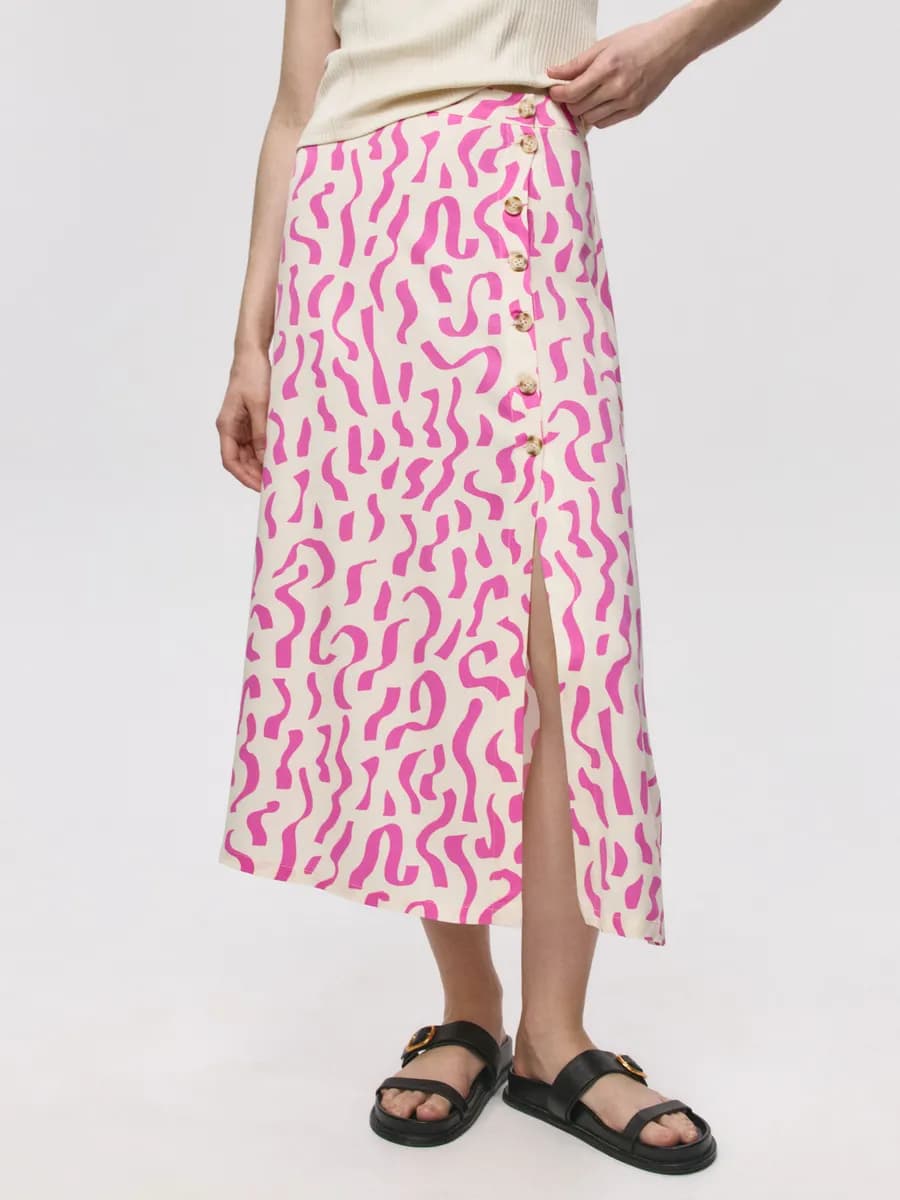 Юбка летняя миди А-силуэта из вискозы